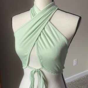 Mint Green Halter Crop Top Small